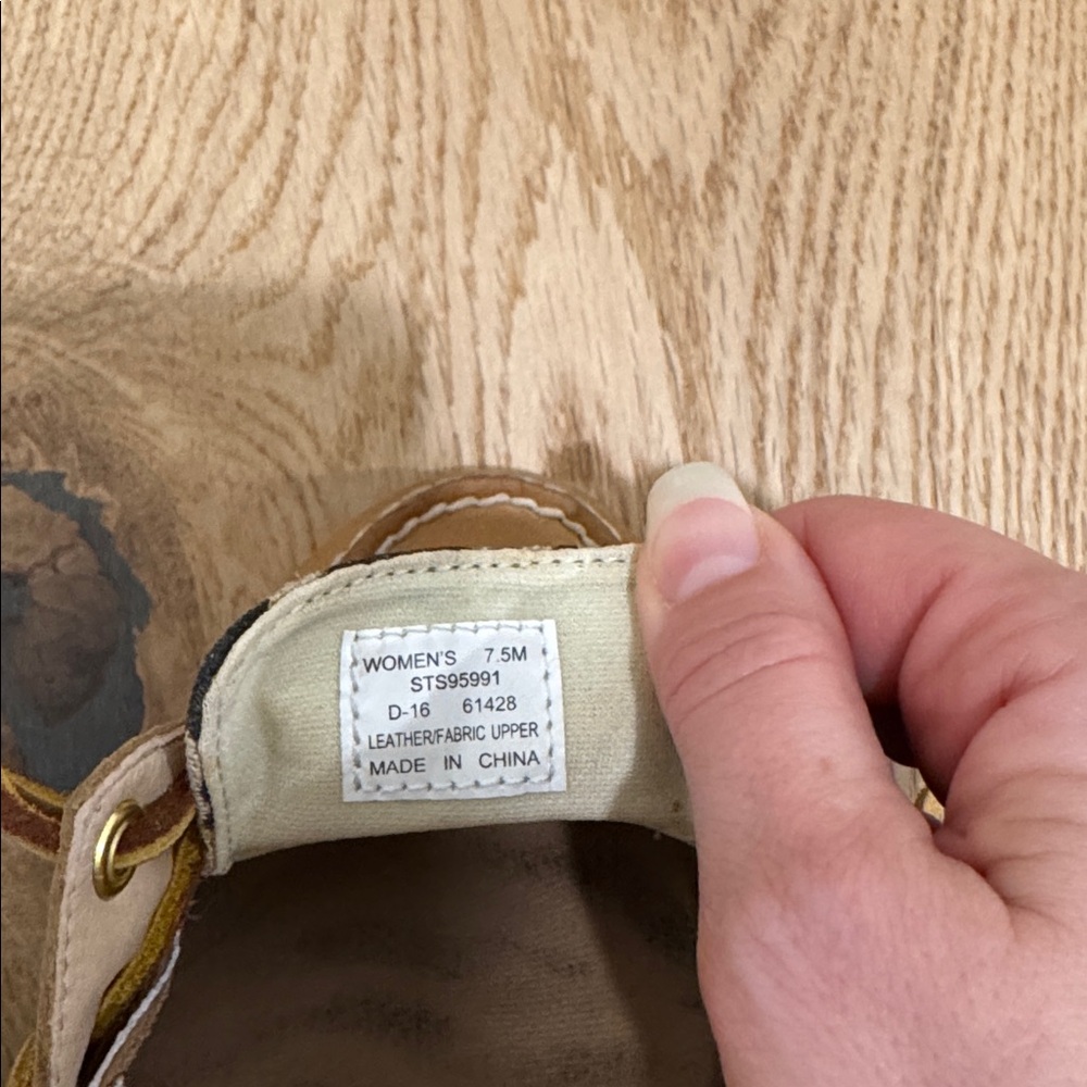Sperrt Topsiders Tan leather boat shoes w leopard/animal print Sz 7.5 - Picture 7 of 9